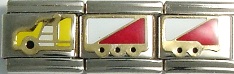 Truck lorry driver - 3 link enamel 9mm Italian charm - Click Image to Close